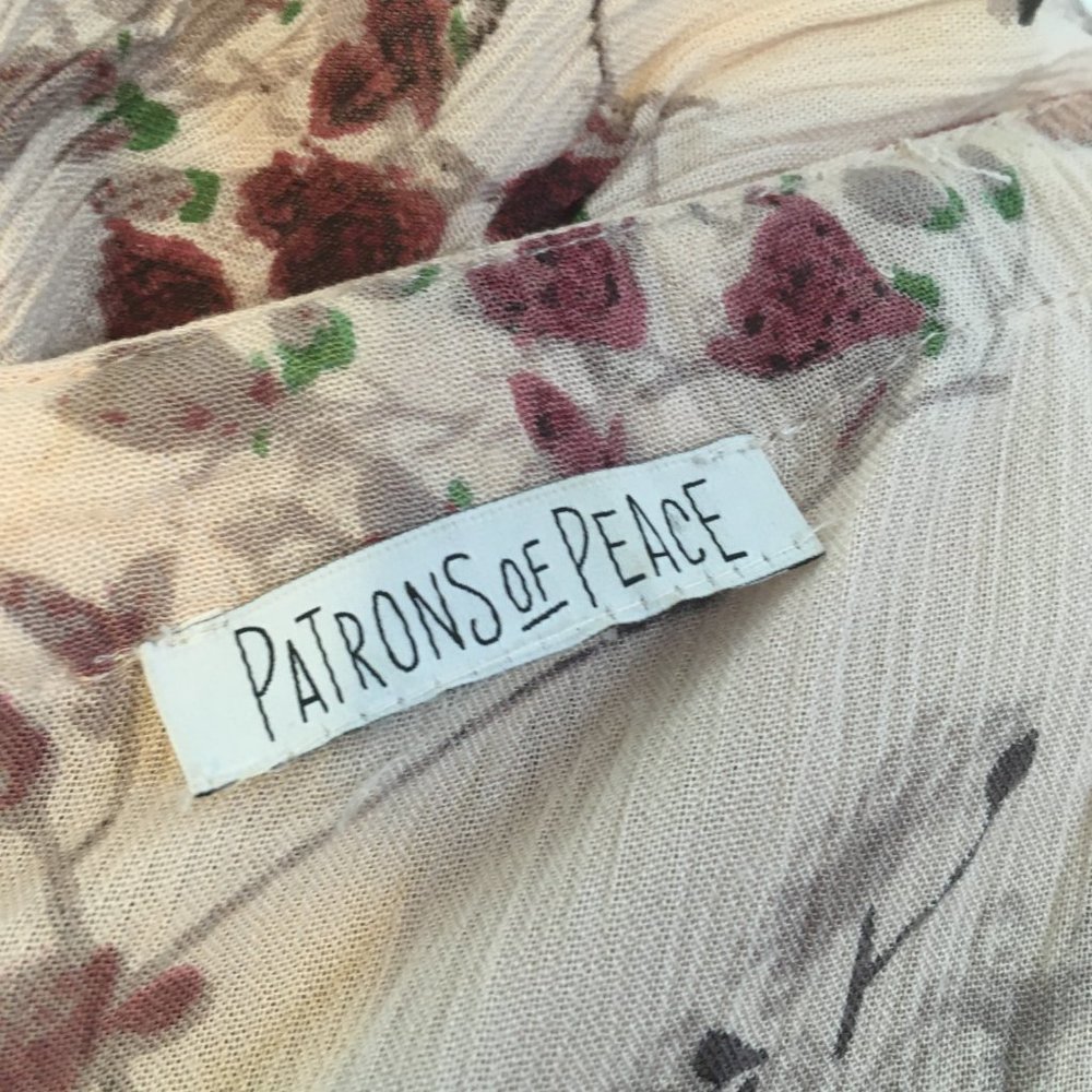 Patrons of Peace Cream Floral A-Line Maxi Dress, Ruffle Sleeve, 36 Bust 26 Waist - Picture 10 of 10